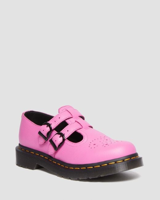 Dr. Martens Pink Soft Leather 8065 Virginia Mary Jane Shoes