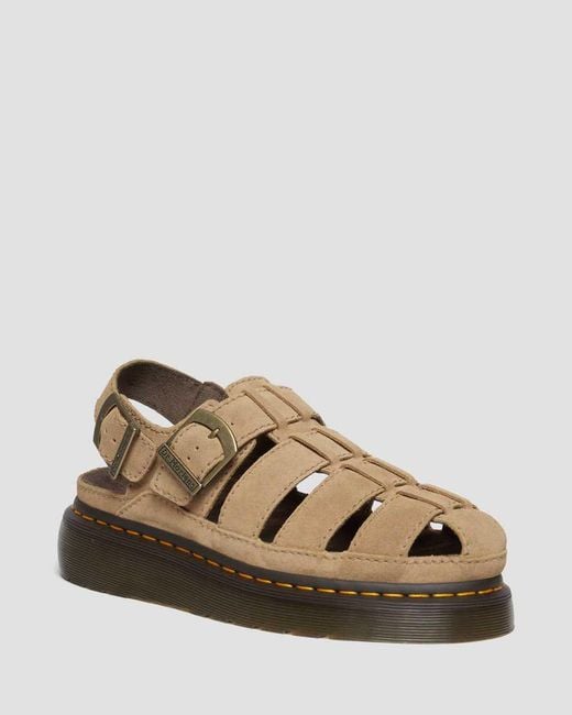 Dr. Martens Brown Wrenlie Bronx Suede Fisherman Sandals for men