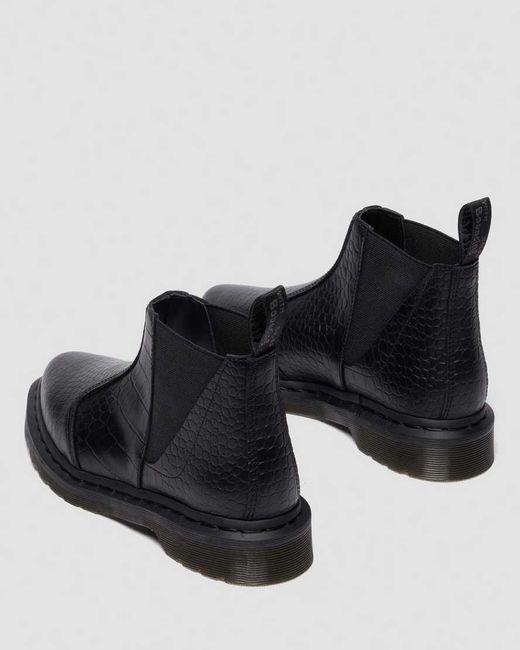 Dr. Martens Black Bianca Ii Tapered Croc Emboss Leather Lo Boots
