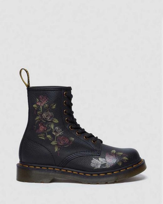 Dr. Martens Black 1460 Decayed Roses Leather Boots