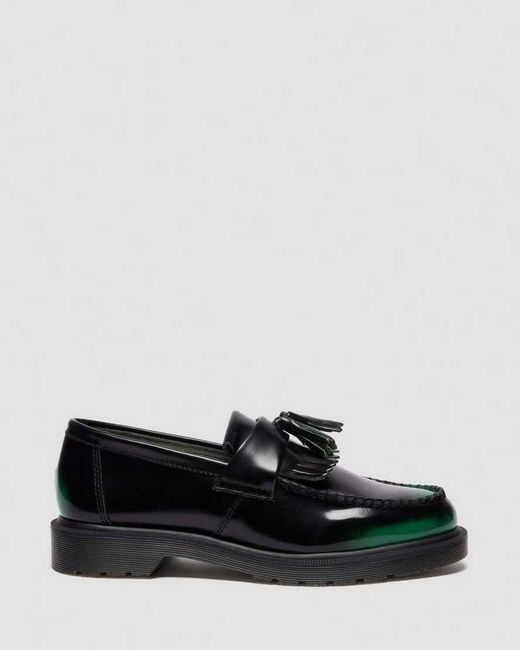 Dr. Martens Black Adrian Tassel Arcadia Rub Off Leather Loafers for men