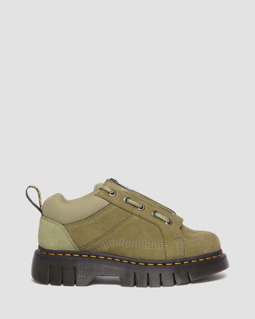 Dr. Martens Green Woodard Tumbled Nubuck Leather Zip Shoes