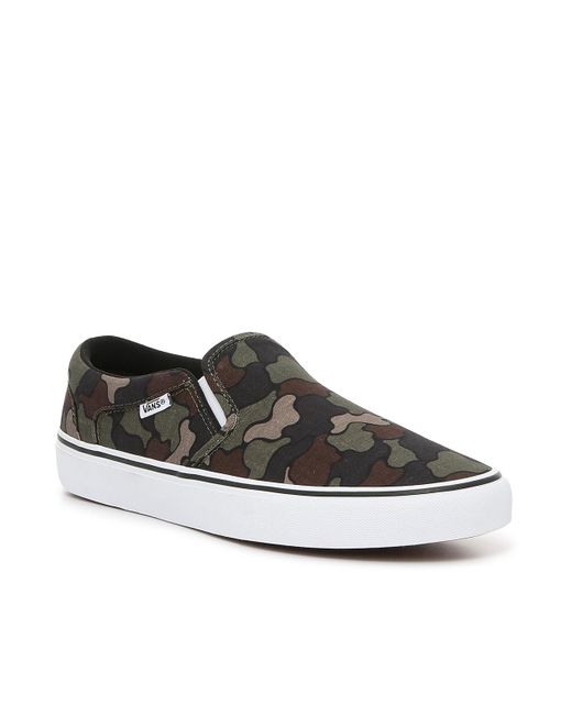Vans Denim Asher Slip-on Sneaker in Dark Green Camo Print (Green) for ...