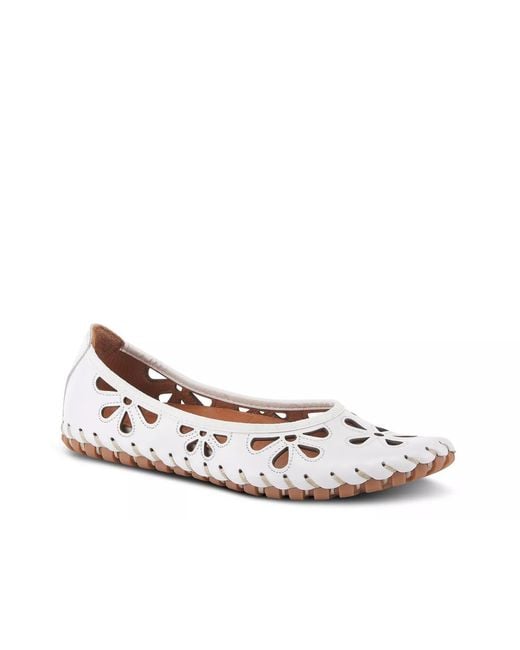 Spring Step White Rayely Flat