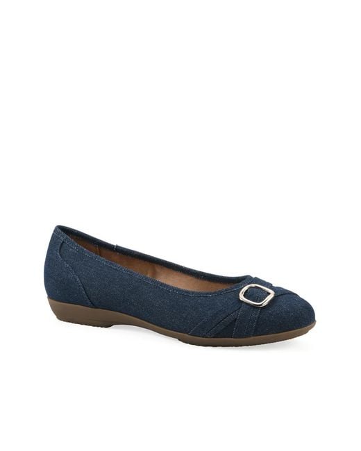 White Mountain Blue Wide Width Calming Ballet Flat