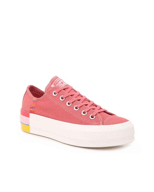 Converse Canvas Chuck Taylor All Star Rainbow Platform Low Top in Antique Pink (Pink) - Save 19% 