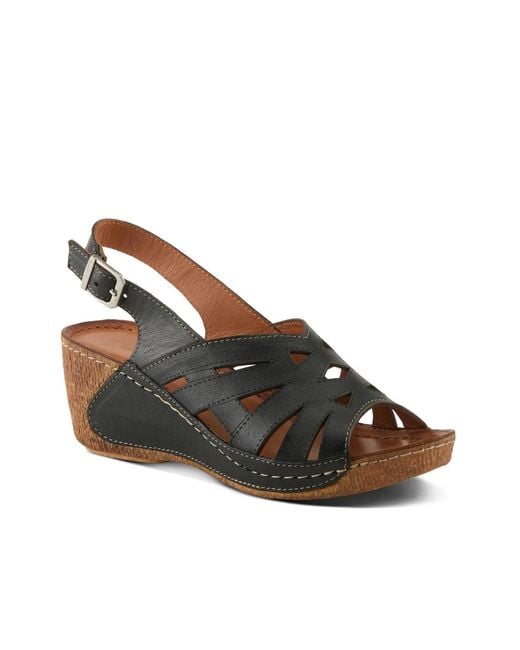 Spring Step Black Catchy Wedge Sandal