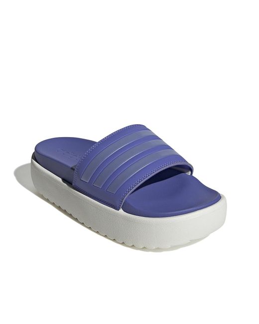 Adidas Blue Adilette Platform Slide Sandal