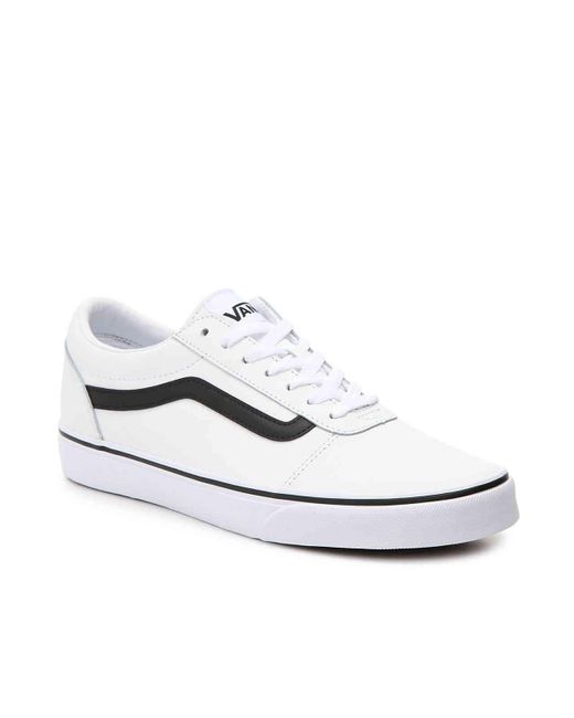 Vans White Ward Lo Leather Sneaker for men