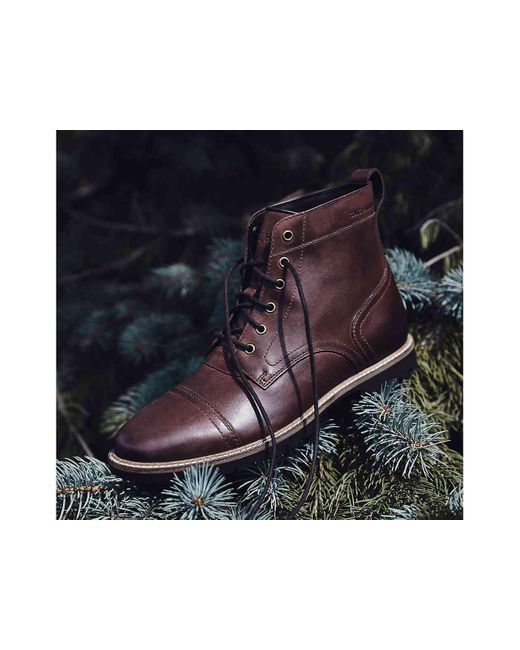 Cole Haan Leather Nathan Cap Toe Boot in Dark Brown (Brown) for Men - Lyst