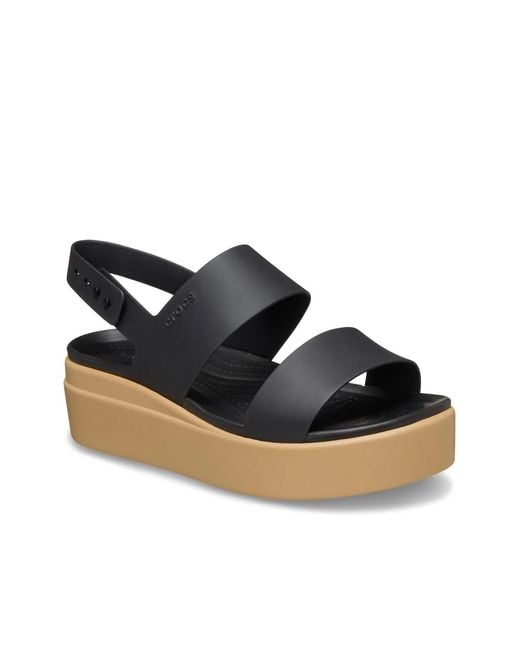 CROCSTM Black Brooklyn Low Wedge Sandal