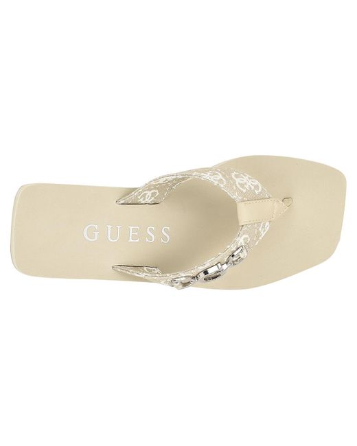 Guess Edany Wedge Sandal in White | Lyst