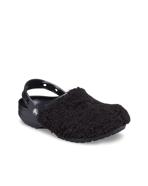 crocs classic fuzz mania clogs in cream