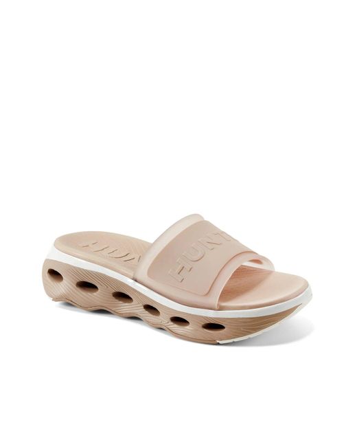 HUNTER Women's White Geneva Slide Sandal