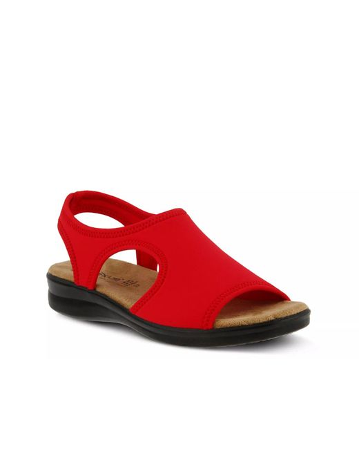 Flexus by Spring Step Red Nyaman Flat Sandal