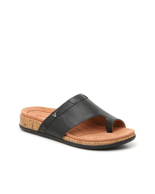 Vionic Leather Cindy Wedge Sandal in Black - Lyst
