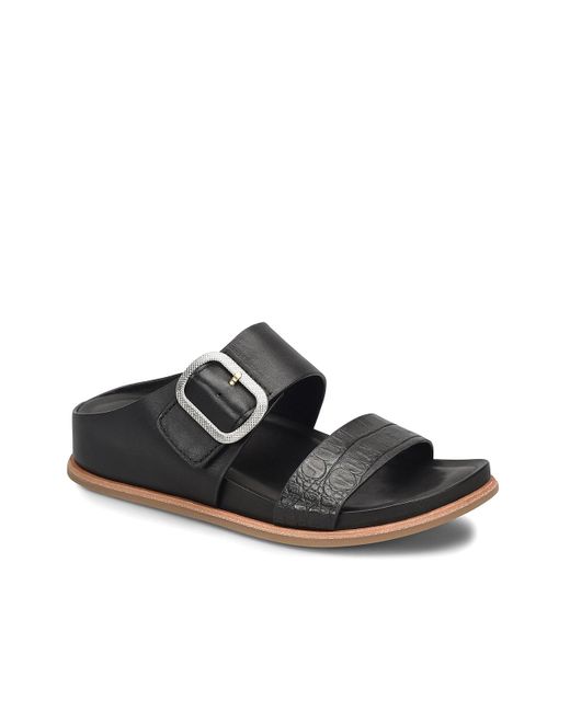 SÃ¶fft Leather Aidah Wedge Sandal in Black | Lyst