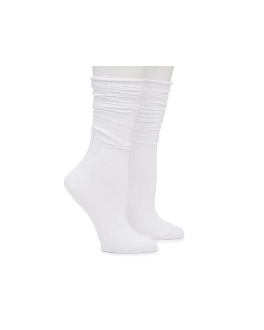 Steve Madden Black Ribbed Slouch Crew Socks 2 Pack