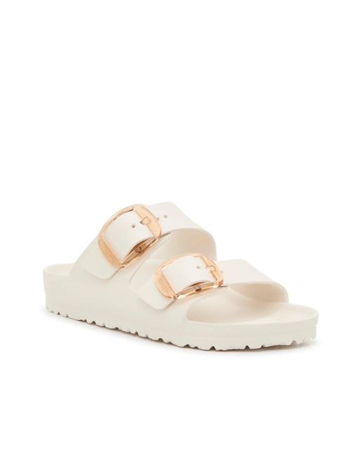 Birkenstock White Arizona Big Buckle Slide Sandal