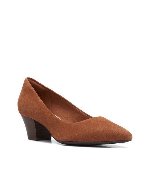 Clarks Suede Teresa Step Pump in Dark Tan (Brown) Lyst