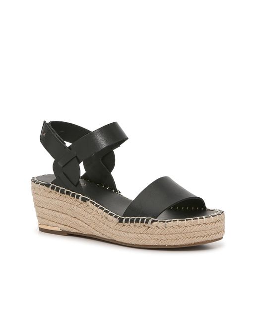 Franco Sarto Patra Espadrille Wedge Sandal in Black | Lyst