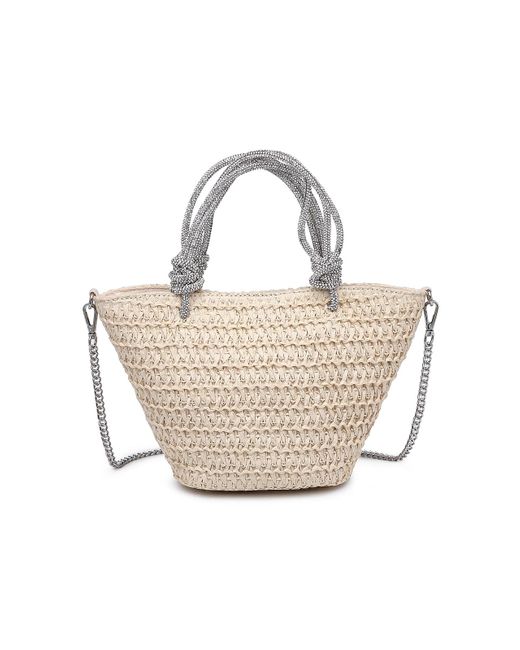 Urban Expressions White Straw Knot Handle Shoulder Bag