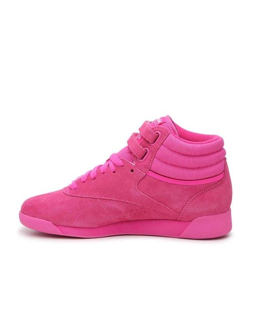 Reebok Suede Freestyle Hi High-top Sneaker in Hot Pink (Pink) - Lyst
