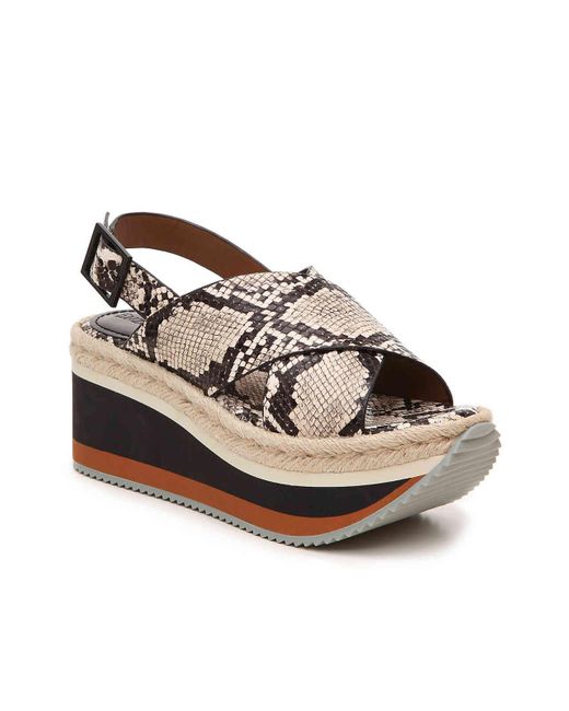 Enzo Angiolini Eva Wedge Sandal in Beige/Black Snake Print (Natural) Lyst
