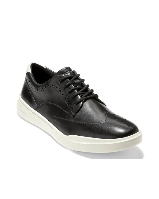 Cole Haan Leather Grand Crosscourt Wingtip Sneaker in Black for Men | Lyst