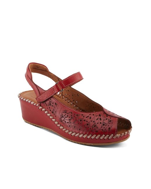 Spring Step Red Santonio Wedge Sandal