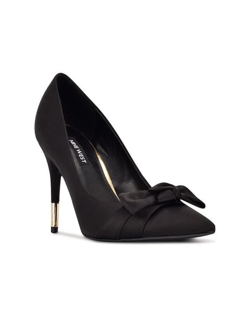 Nine West Satin Bowy Pump in Black Lyst