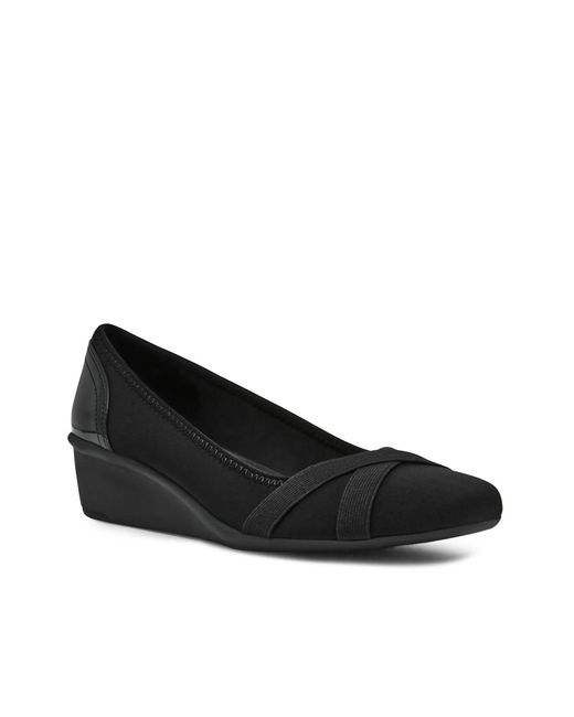 Anne Klein Black Wide Width Worthy Wedge Pump