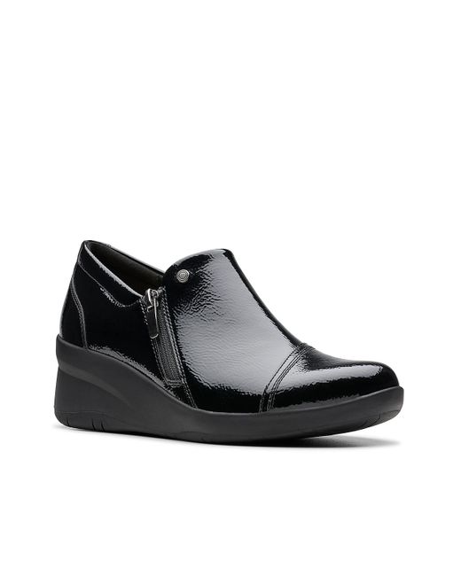 Chaussures Clarks Soft Cushion - Taille 10 US - Noir - Fermeture Zip - Occasion Portée