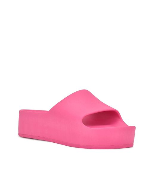 Nine West Synthetic Pool Platform Slide Sandal in Pink - Lyst