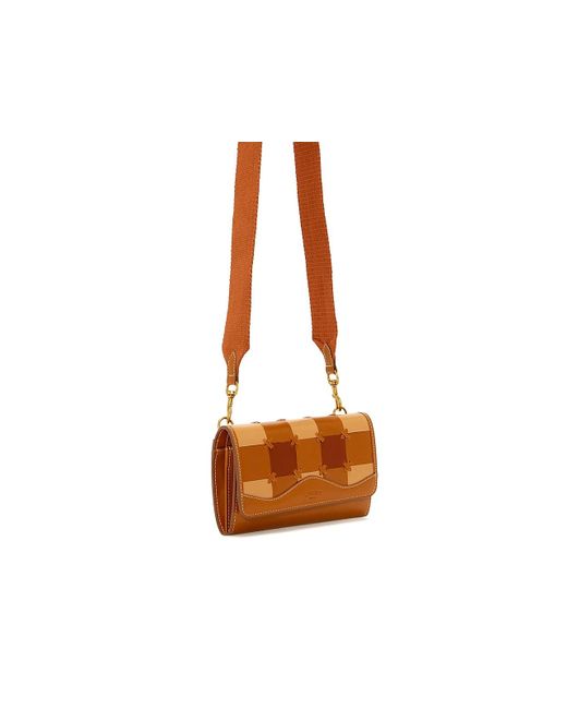 Lucky Brand Brown Cali Checkered Leather Crossbody Bag