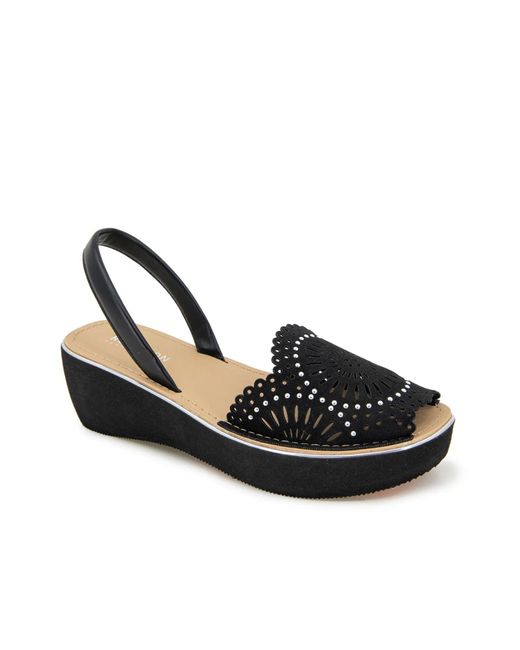 Kenneth Cole Black Fine Glass Wedge Sandal