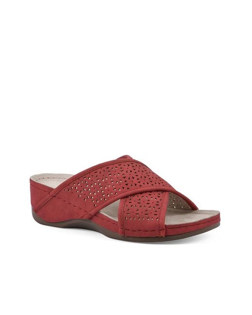 White Mountain Red Collet Wedge Sandal
