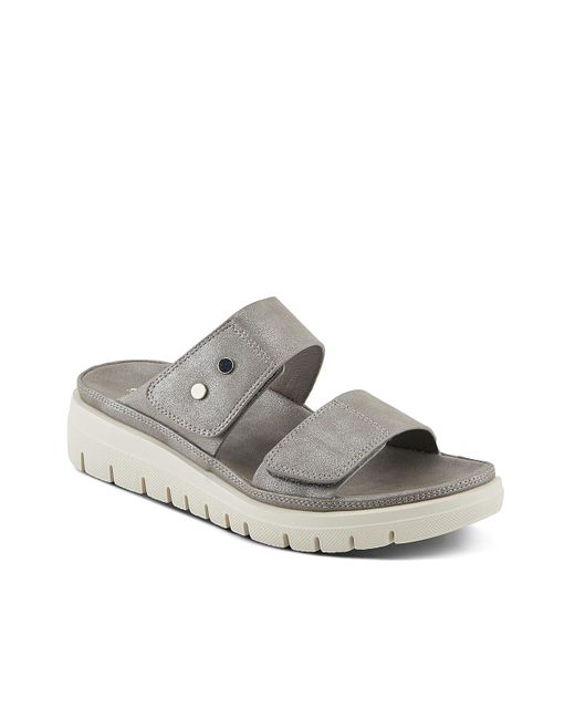 Flexus by Spring Step Gray Buttony Wedge Sandal