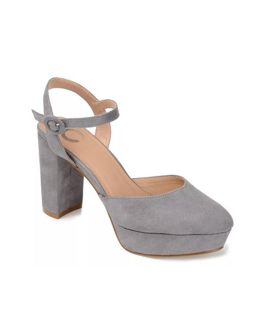Journee Collection Gray Roslynn Platform Pump