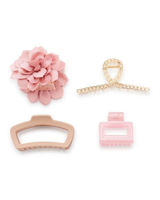 Kelly & Katie Pink Floral Claw Hair Clip Set