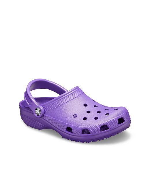 purple and black crocs
