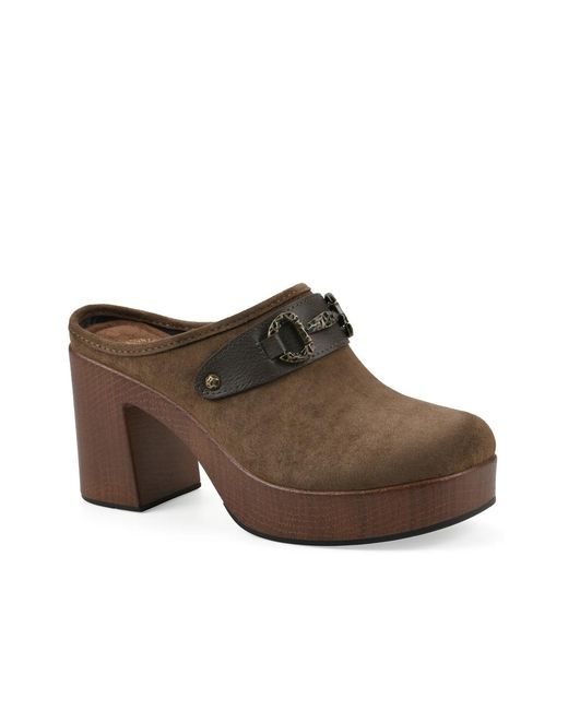 White Mountain Brown Barleys Platform Clog