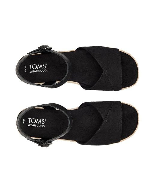 TOMS Black Abby Espadrille Platform Sandal