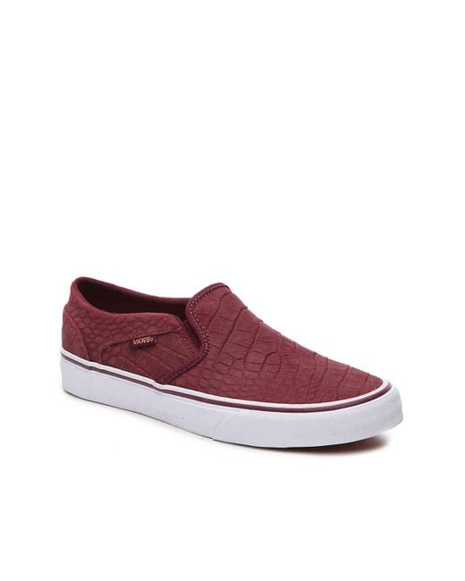 vans crocodile embossed leather slip ons