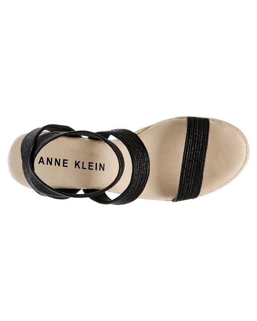 Anne Klein Black Wonder Espadrille Wedge Sandal