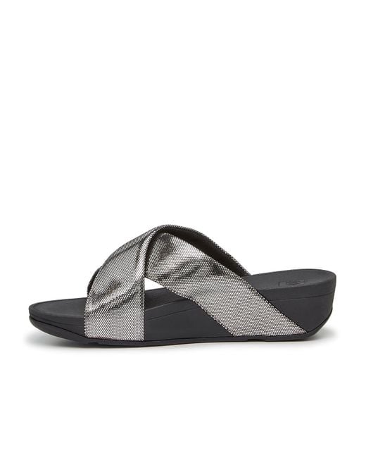 Fitflop Black Lulu Shimmer Wedge Sandal