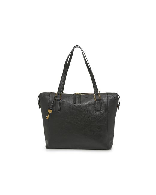 Fossil Leather Jacqueline Tote in Black | Lyst