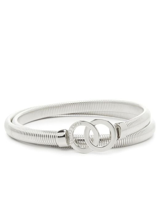 Vince Camuto White Double Ring Cobra Belt