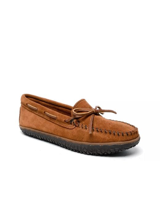 Minnetonka Brown Tie Tread Slipper