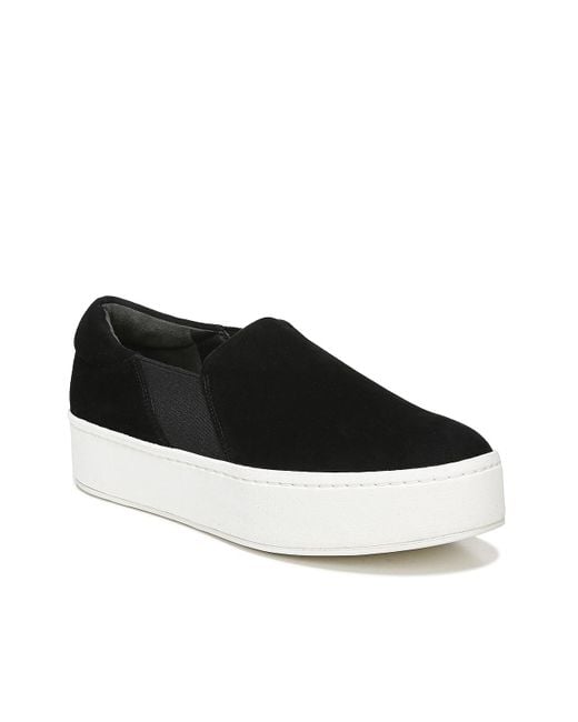 Vince Leather Warren Platform Slip-on Sneaker in Black Suede (Black) | Lyst